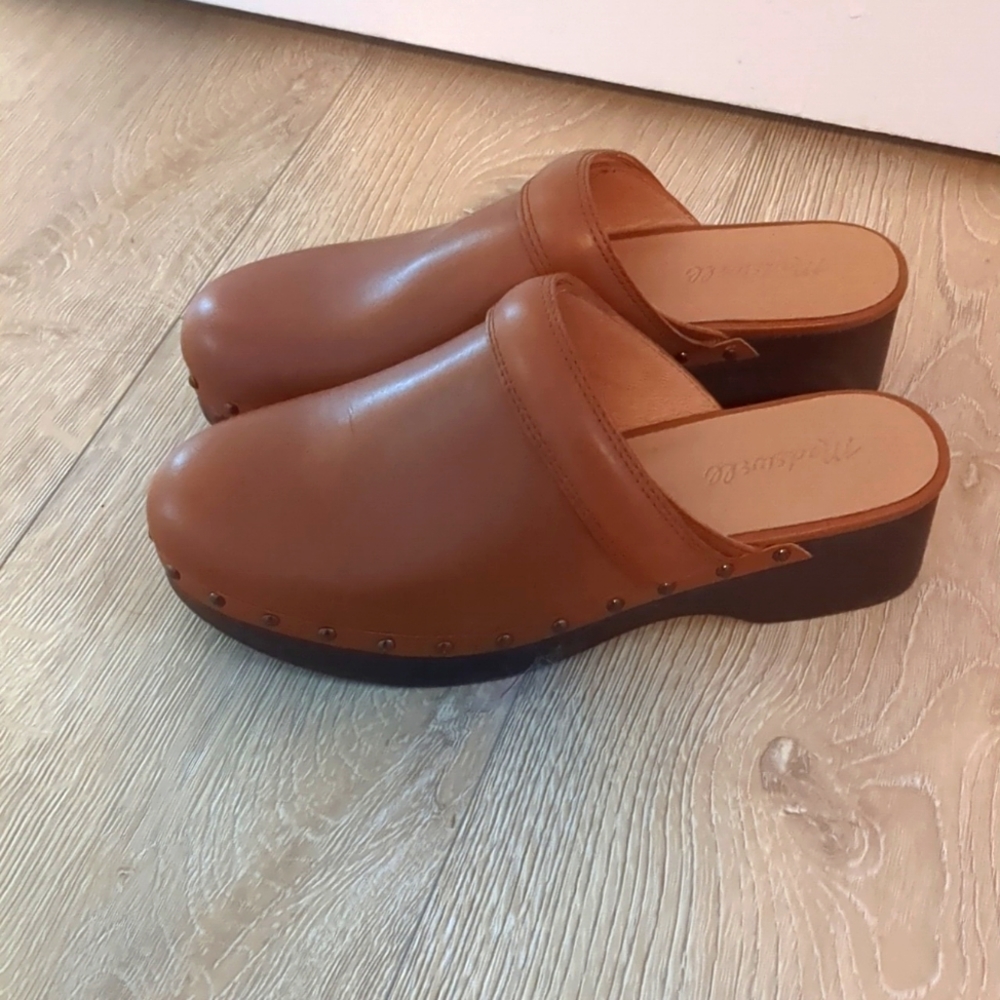 Madewell Brown leather mule clogs